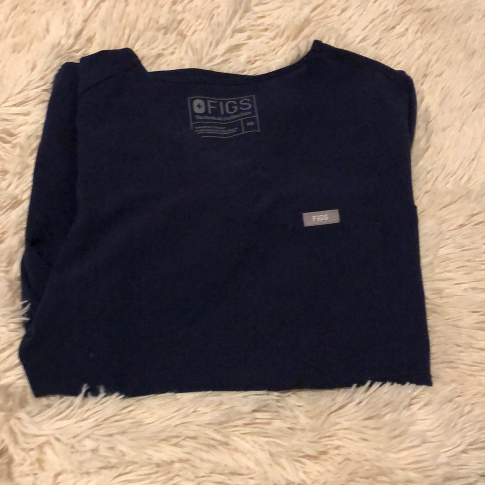 Navy blue one pocket Figs scrub top